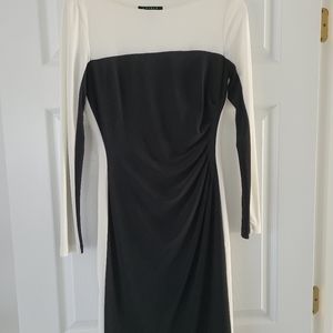 Ralph Lauren Size 4 Black and White Fitted Knee Length Dress